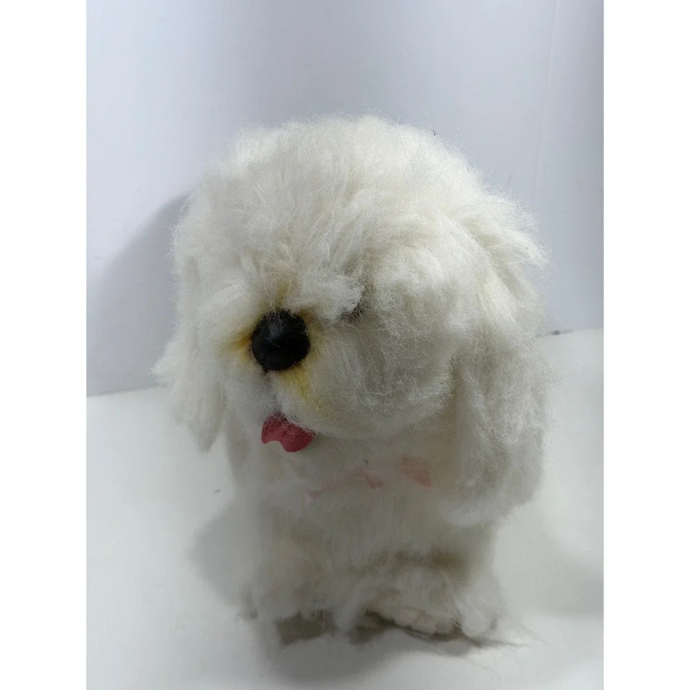 Vintage White Shaggy Plush Dog Stuffed Animal Maltese Bichon Frise Style